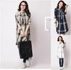 Camisa Longa Feminina Plus Size de Algodão e Linho com Estampa Xadrez Nova para Primavera e Outono 2026 1830