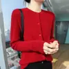 Casaco de tricô clássico para mulheres, gola redonda, corte solto, mangas compridas, adequado para usar por cima, fino, novo estilo primavera/outono, versátil e estiloso