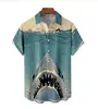 Comércio exterior 2024 estampa legal fofa de tubarão com impressão 3D camisa masculina casual de rua masculina