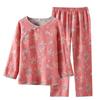 Pijama para Mujer para Primavera y Otoño, Nuevo Estilo Chino, 100% Algodón Puro, Tejido Jacquard, Gasa de Doble Capa, Estilo Nacional, Estilo Retro, Conjunto de Ropa para el Hogar