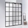 Puerta corredera Sala de ducha Baño Separación Seco y Húmedo Mampara de ducha Acero inoxidable Recta Negra Puerta de vidrio para baño Divisor