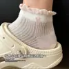 Meias Curtas Cinzas para Mulheres Verão Meia Malha Fina de Algodão ins Tendência Japonesa Fofa Renda Cor Sólida Meia de Cano Médio Verão