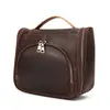 Bolsa de Higiene Pessoal Vintage de Couro Bovino de Primeira Camada Transfronteiriça, Necessaire de Maquiagem de Couro Genuíno Unissex