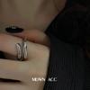 Anillo Geométrico de Letras y Garra de Gato Coreano y Japonés Nuevo para Mujer, Moda Retro Anillo Abierto de Borde Ancho Forma de Mobius para Dedo Índice Tendencia