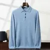 Suéter de Cachemira con Cuello Polo Otoño e Invierno 2026 Nuevo Suéter Básico Liso para Hombre Suéter Pulóver Holgado para Negocios de Mediana Edad