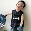 Chaleco sin mangas para niño Verano Algodón Puro Tie-Dye Camiseta sin mangas para niños mayores, Elegante Top con Lentejuelas Estilo Urbano