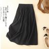 Venta de Liquidación~ Ropa para Mujer Estilo Japonés de Comercio Exterior Primavera y Otoño Nueva Falda de Cintura Alta Falda Casual Retro de Algodón Lino Línea A