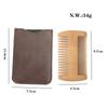 Peine de púas de madera de peral personalizado con estuche de cuero PU, logotipo imprimible, estilo cambiable, elija color, pantalones de solapa para hombre, peine para barba