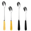 Cuchara de cerámica color acero inoxidable con mango largo, cuchara para helado, cuchara para café, cuchara para remover tazas, cuchara para postre, cuchara para helado, regalo