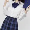 Nueva Tela en Stock Camisa Jk Manga Larga Cuello Redondo Cuello Pico Básico Uniforme Jk Estilo Preppy Estudiante