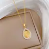 [Acero de Titanio] Retrato de Gota de Agua Europeo y Americano Zircón Elegante Collar Totalmente Incrustado de Diamantes para Mujer Cadena de Clavícula Más Fácil de Combinar Cadena de Acero de Titanio