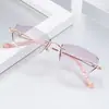 Gafas Miópicas para Mujer Pueden Equiparse con Montura de Titanio Puro Sin Montura Corte de Diamante Ultraligeras con Acabado Anti-Luz Azul Gafas Ópticas que Cambian de Color