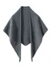 Novo Xale/Cachecol Grande Triangular de Caxemira 100% Puro Outono/Inverno para Mulheres Tricotado Quente Espessado Vazado Xale Outerwear