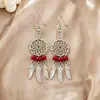 Brincos Longos com Franjas Estilo Boêmio Vintage de Verão Estilo Étnico Prata Miao Novos Acessórios Estilo Férias Chinesas para Mulheres