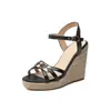 Sandalias de cuña, sandalias de plataforma de verano con punta abierta, estilo europeo y americano, zapatos para mujer de talla grande, dropshipping transfronterizo