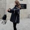 Chaqueta negra holgada con capucha estilo Harajuku para mujer, primavera y otoño 2024, abrigo informal ajustado de alta gama