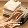 Suéter térmico de lana de cuello alto, top de punto liso de manga larga simple, nuevo top ajustado para otoño e invierno