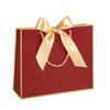 Bolsa de papel portátil con lazo de color, de fondo cuadrado, con embalaje exquisito, para regalo, ropa, compras, logotipo imprimible.
