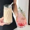 Estilo ins hoja de alto diamante diamante cuadrado taza de jugo creativa extracción en frío café latte vaso agua de burbujas té de leche bebida fría