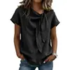 2026 Ropa de Mujer de Comercio Exterior Transfronterizo Europeo y Americano Amazon Nuevo Primavera y Verano Algodón y Lino Manga Corta Moda Casual Tops Camisetas