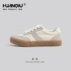 Zapatillas de Entrenamiento Alemanas Marrones de Suela Gruesa para Mujer 2026 Otoño Zapatillas Planas Modernas Versátiles Casuales de Lona Transpirables Zapatos Planos