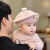 Chapéu de Bebê Estilo Outono e Inverno Boina Quente de Tricô à Prova de Vento para Bebês Meninas, Chapéu de Lã com Laço de Pequena Princesa