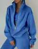 Ropa para Mujer Transfronteriza Europea y Americana Nuevo Estilo Otoño 2026 Sudadera con Capucha y Pantalones Largos de Color Sólido Estilo Deportivo Cómodo