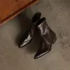 Super macio e não machuca os pés! Versátil para o trajeto, sola silenciosa, zíper traseiro, botas de corte justo, estilo novo, design liso, salto grosso, botas curtas elásticas, moderno