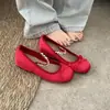 Zapatos Mary Jane Planos de Punta Redonda Bajos Estilo Ballet Francés para Mujer Verano 2026 Nuevos Aumento Interno de Altura Suela Suave Versátiles