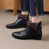 Botas cortas para mujer 2024, nuevas botas individuales de primavera y otoño, botas de estilo británico, botas de terciopelo de invierno, estilo coreano, punta puntiaguda, tacón bajo, botas pequeñas color piel.