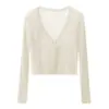 Cárdigan de punto fino de verano 2026 para mujer, prenda exterior protectora del sol, nuevo estilo coreano, top atmosférico de manga larga con un toque de alta gama