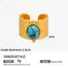 Anillo Tyna French de Oro de 18K Turquesa Acero Inoxidable para Mujer Apertura Cruzada de Alto Nivel Flor de Acero de Titanio