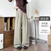 Pantalones de chenilla de pierna ancha para mujer, nuevo estilo de otoño, corte holgado, efecto adelgazante, diseño de pierna recta estrecha, pantalones casuales de cintura alta hasta el suelo