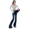 Jeans American Retro Micro-Flare Feminino Outono Novo Slim Fit Cintura Baixa Calça Longa Perna Reta Perna Cigarrete Calça Flare Tendência