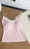 Top camisola com decote V e acabamento em renda para mulheres com bojo estampa floral poá corte slim modelador camada base para sobreposição estilo BM