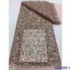 Vestido Europeo y Americano Bordado Fino Lentejuelas de Flores Aleatorias Tela de Malla Tela de Encaje con Lentejuelas Nupciales