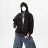 Moletom com estampa de estrelas retrô americano, design unissex, estilo de nicho, peça externa leve, cardigã de corte solto, top da moda