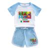 Traje de verano para niños y niñas de Banban garden 2023 nuevo conjunto de dos piezas para niños de dibujos animados de algodón de manga corta y pantalones cortos delgados