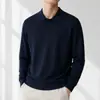 Suéter de punto para hombre con cuello alto, de otoño e invierno, manga larga, color liso simple, estilo old money, ropa casual de negocios para hombre