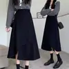 Meia-saia Estilo Outono Casual de Alta Qualidade Irregular Solta Meia-saia Comprimento Médio de Outono Suporte para Barriga Saia Tendência Outono/Inverno