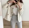 Los tamaños se han actualizado. Chaqueta de tweed estilo chic coreano y francés para mujer, top casual holgado