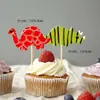 Decoración de fiesta mesa de postres cumpleaños decoración de pastel de dinosaurio tarjeta de palillo inserto 24