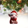 Nuevo colgante plano de acrílico para árbol de Navidad con forma de cerdito
