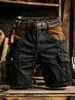 Shorts Masculino de Algodão 100% Venda Quente Transfronteiriça Amazon Estilo Punk Patchwork Casual Outdoor Roupa de Trabalho Americana Multi-Bolsos
