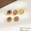 Banhado a ouro cobre método antigo incrustado ametista ágata oco quadrado oval conta espaçador pingente feito à mão joia diy