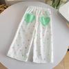 Pantalones Casuales Infantiles Coreanos Primavera y Otoño 2026 Pantalones Rectos de Pierna Ancha con Estampado de Corazones Coloridos Elegantes para Niñas Tendencia