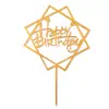 Bandera Decorativa para Pastel de Acrílico Tarjeta de Fiesta Feliz Cumpleaños Enchufe Decoración Creativa para Pastel Paquete de 10