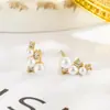 Pendientes Sencillos y Compactos de Perla y Circonita para Mujer, Diseño de Nicho Polaris, Modernos para el Viaje Diario, Elegancia Francesa Exquisita