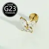 Brincos Borboleta F136 de Titânio Transfronteiriços Europeus e Americanos, Piercing Labial de Titânio de Luxo Leve de Alta Qualidade, Stud Labial com Zircônia Embutida 6-10mm