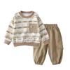 Sudadera con Estampado Completo de Letras para Niños, Cuello Redondo, Conjunto de Dos Piezas, Venta al por Mayor, Nuevo Pantalón Cargo Casual para Niños Primavera y Otoño 2025